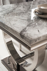 Arianna Grey 180cm Dining Table Marble Top Close Up