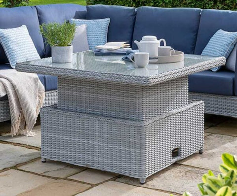 Byron Adjustable Glass Coffee Dining Garden Table