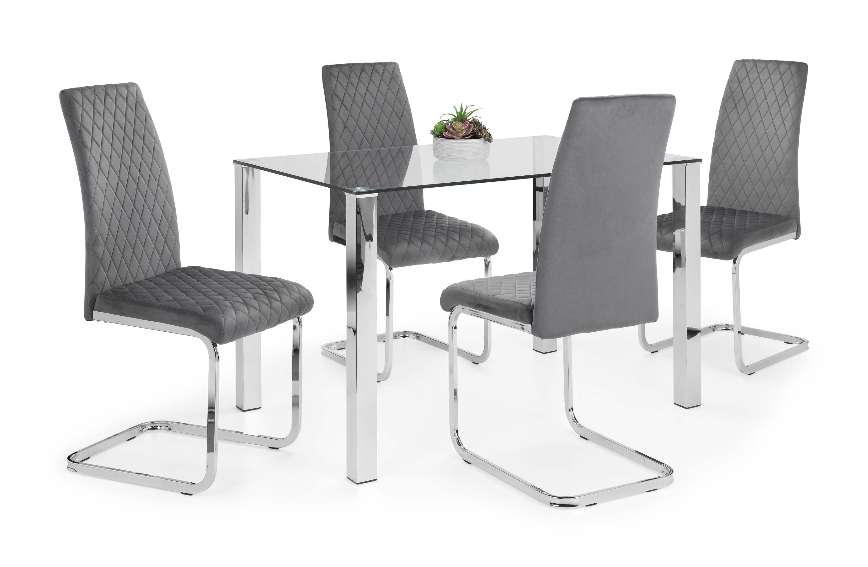 Calabria Velvet Cantilever Chairs - Grey - Sold in fours
