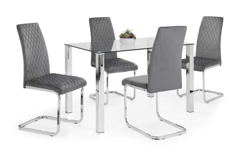 Calabria Velvet Cantilever Chairs - Grey - Sold in fours
