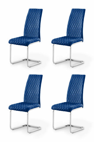 Calabria Velvet Cantilever Chairs - Blue - Sold in fours
