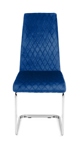 Calabria Velvet Cantilever Chairs - Blue - Sold in fours
