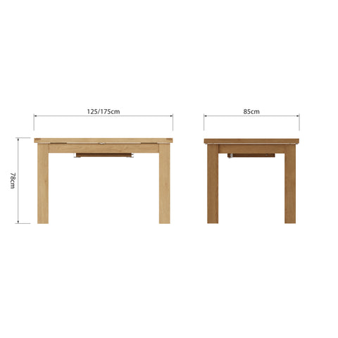 County Oak 1.25m Butterfly Extending Dining Table Set with Chairs