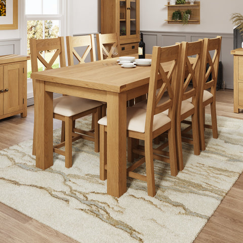 County Oak 170cm Butterfly Extending Dining Table Set with Chairs