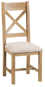 County Oak Cross Back Chair Fabric Seat