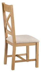 County Oak Cross Back Chair Fabric Seat