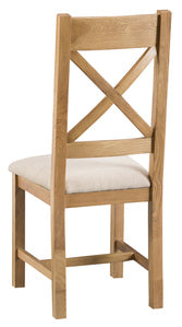 County Oak Cross Back Chair Fabric Seat