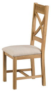 County Oak Cross Back Chair Fabric Seat