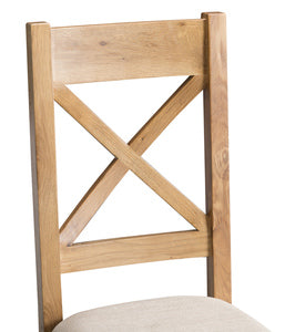 County Oak Cross Back Chair Fabric Seat