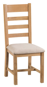 County Oak Ladder Back Chair Fabric Seat