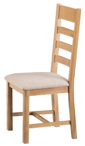 County Oak Ladder Back Chair Fabric Seat