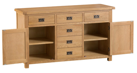 County Oak 2 Door 6 Drawer Sideboard