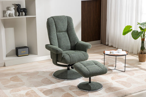 Denver Manual Recliner Swivel Chair and Foot Stool