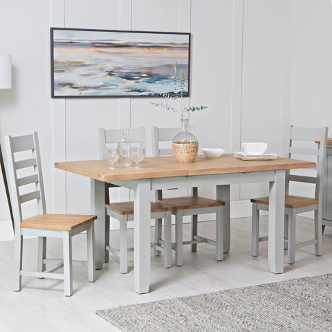 Easterly 120cm Butterfly Extending Grey Dining Table Set with Chairs