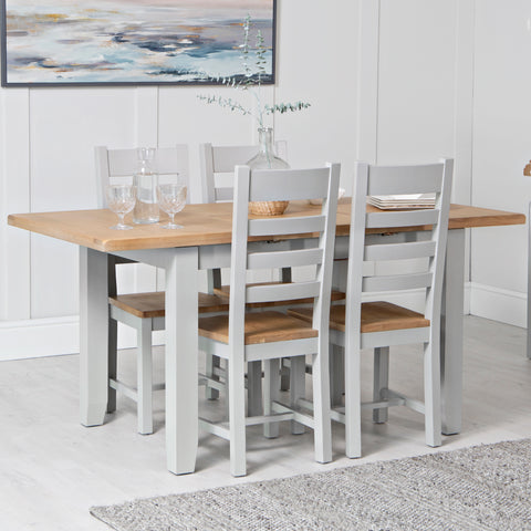 Easterly 120cm Butterfly Extending Grey Dining Table Set with Chairs