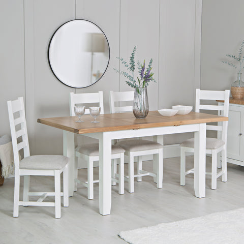 Easterly 120cm Butterfly Extending White Dining Table Set with Chairs