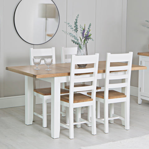 Easterly 120cm Butterfly Extending White Dining Table Set with Chairs