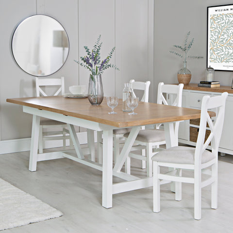 Easterly 180cm Butterfly Extending White Dining Table Set with Chairs