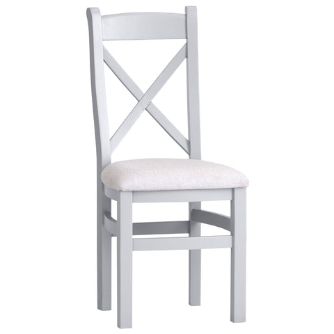 Easterly Grey Cross Back Dining Chair Fabric Seat