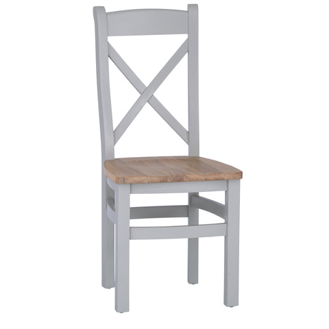 Easterly Grey Cross Back Dining Chair Wooden Seat