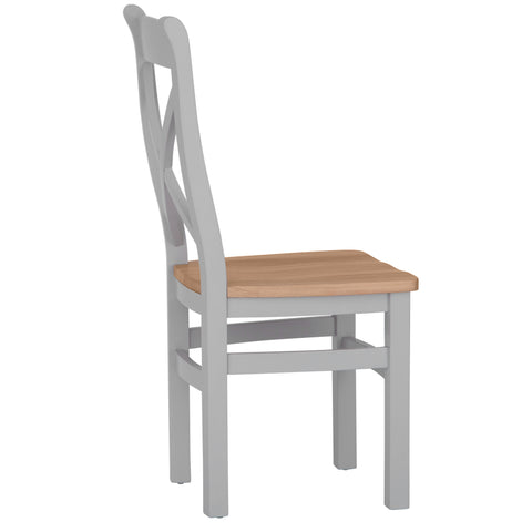 Easterly Grey Cross Back Dining Chair Wooden Seat