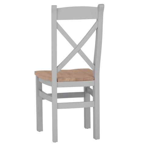 Easterly Grey Cross Back Dining Chair Wooden Seat