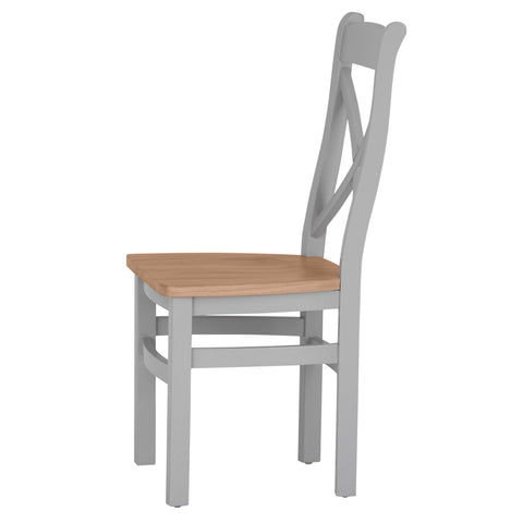 Easterly Grey Cross Back Dining Chair Wooden Seat