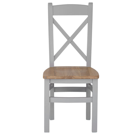 Easterly Grey Cross Back Dining Chair Wooden Seat