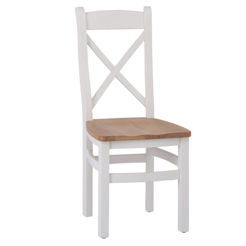 Easterly White Cross Back Chair Wooden Seat