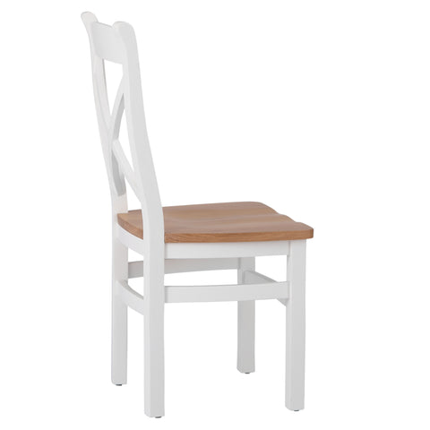 Easterly White Cross Back Chair Wooden Seat