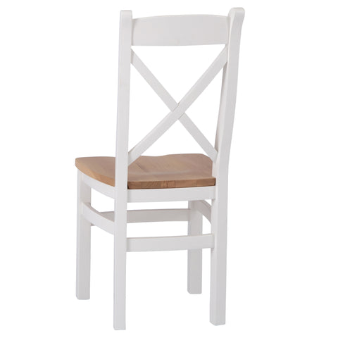 Easterly White Cross Back Chair Wooden Seat