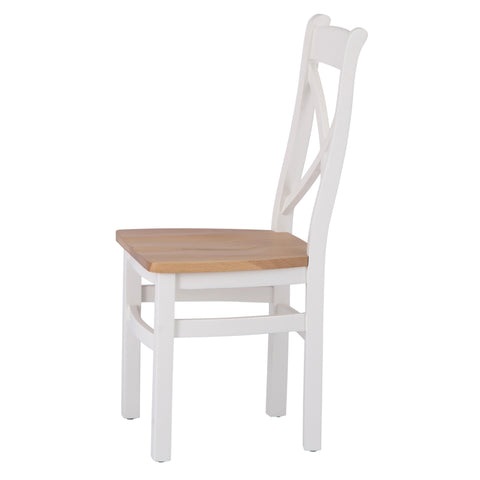 Easterly White Cross Back Chair Wooden Seat