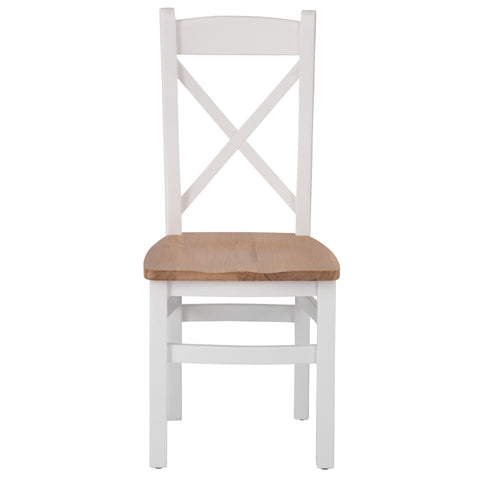 Easterly White Cross Back Chair Wooden Seat