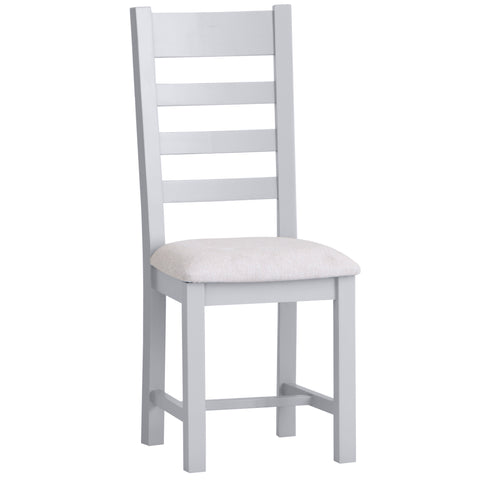 Easterly Ladder Back Grey Dining Chair Fabric Seat