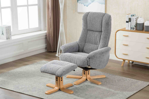 Florida Manual Recliner Swivel Chair and Foot Stool in Fabric - GFA