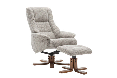 Florida Manual Recliner Swivel Chair and Foot Stool in Fabric - GFA