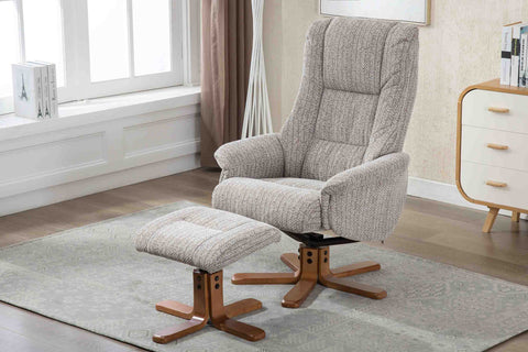 Florida Manual Recliner Swivel Chair and Foot Stool in Fabric - GFA