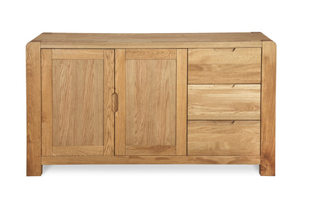 Bergen Oak Large Sideboard and Display Cabinet Bundle