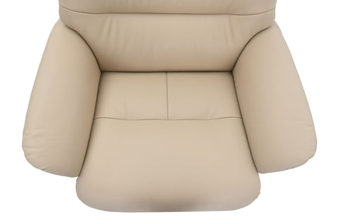 Hudson Leather Manual Recliner Swivel Chair and Foot Stool