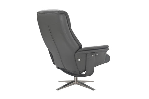 Hudson Leather Manual Recliner Swivel Chair and Foot Stool