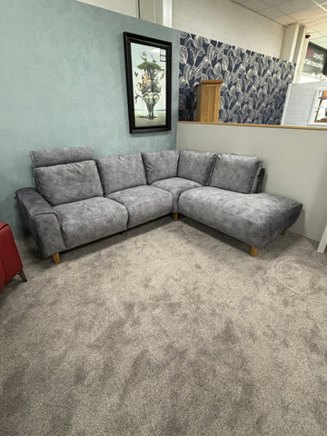 Grey Danish Design Corner Sofa with Recliner