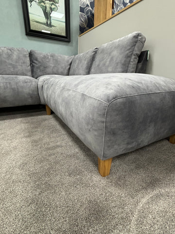 Grey Danish Design Corner Sofa with Recliner