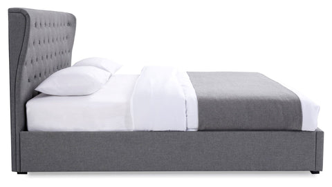 Kensington Grey Ottoman Bed & Buttoned Headboard