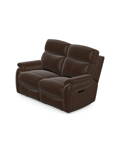 Kendra 2 Seater Power Recliner with Head Tilt in Leather Dolce Coffee