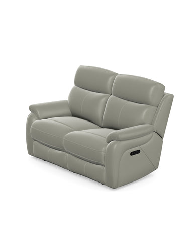 Kendra 2 Seater Power Recliner with Head Tilt in Leather Mezzo Grey