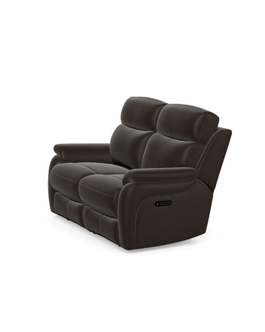 Kendra 2 Seater Power Recliner with Head Tilt in Leather Ranch Oak