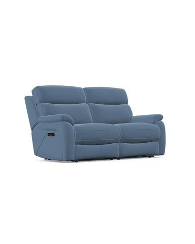 Kendra 3 seater Power Recliner with Head Tilt in Fabric Darwin Sky