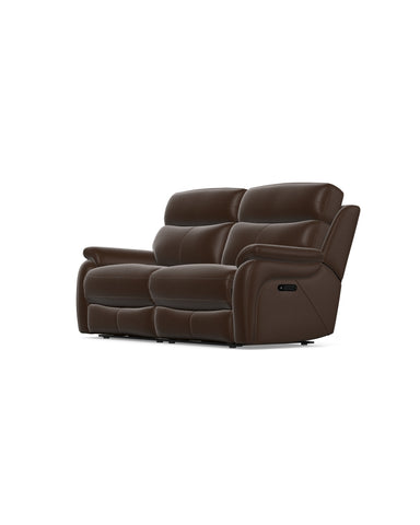 Kendra 3 seater Power Recliner with Head Tilt in Leather Dolce Coffee