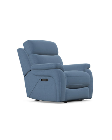 Kendra Power Recliner Chair in Fabric Darwin Sky