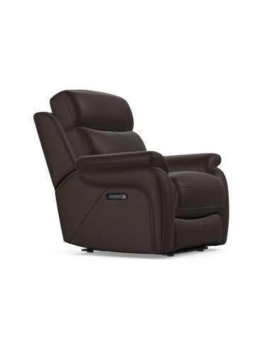 Kendra Chair Power Recliner with Head Tilt in Leather Ranch Oak
